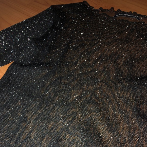 Black Sparkly Long-Sleeve Top! - Picture 3 of 3